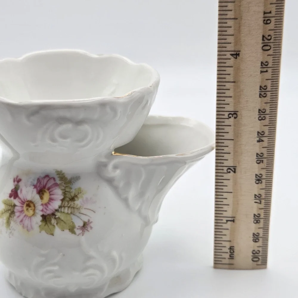 Vintage Floral‎ Shaving Scuttle Mug Victorian Cottagecore Flower Stand/Vase